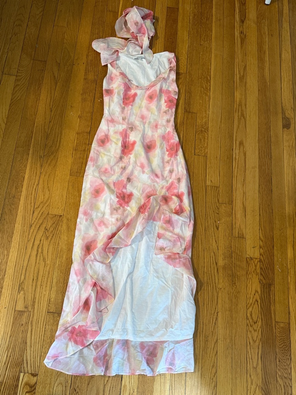 Maison amory warercolor floral high low maxi dress size XXS